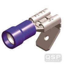 Kabelskor ''Flat/Hona'' Isolerade - 6,3mm - Blå (5st) QSP Products